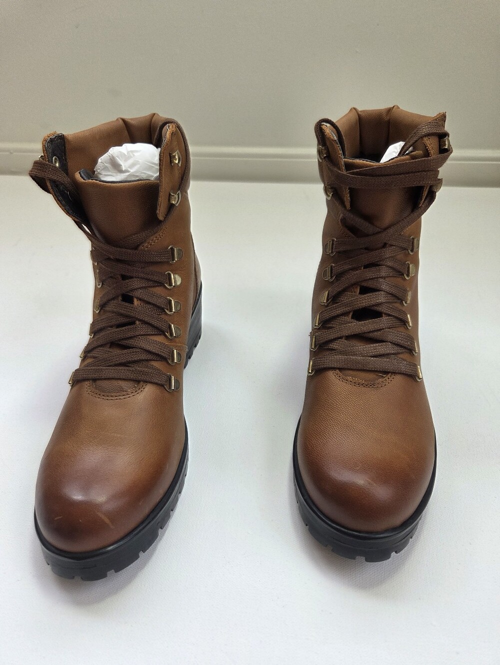 Steve Madden CALWAY Leather Lug Sole Hiker Combat Boots Brown Womens 11 - Picture 14 of 16